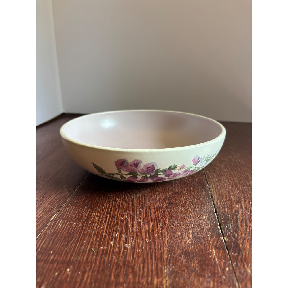 Pfaltzgraff Foxwood Floral Stoneware Serving Bowl Purple Pink Flowers USA 8.5"
